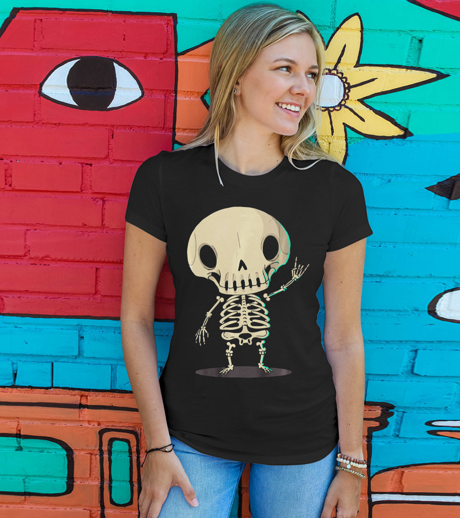 SKELETON Halloween Costume Rib Cute Skull Bones T-Shirt