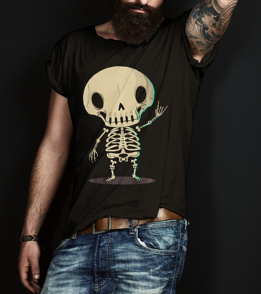 SKELETON Halloween Costume Rib Cute Skull Bones T-Shirt