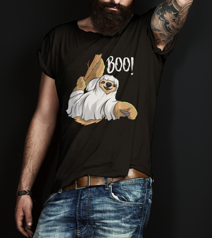 Boo Hanging Sloth Ghost Costume Funny Sloth T-Shirt