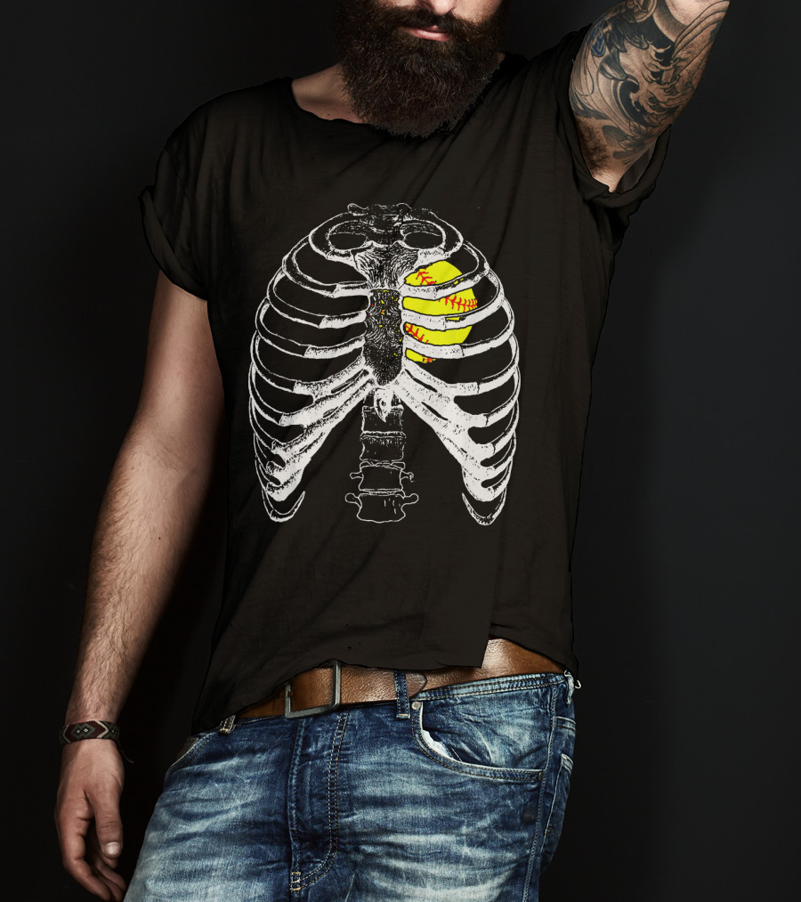 Ribcage Softball Heart Anatomy T-Shirt