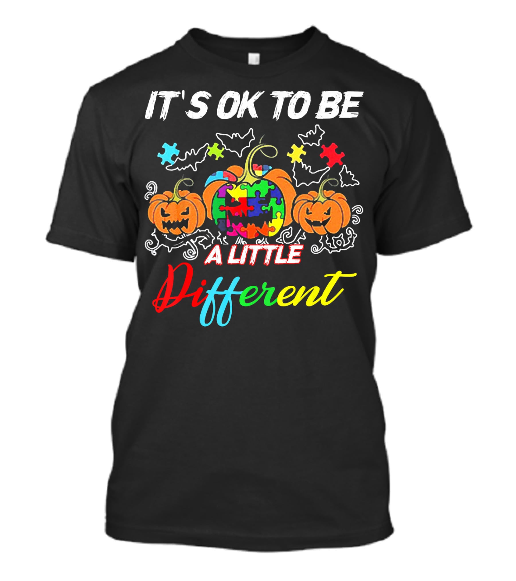 IT'S OK TO BE A LITTLE DIFFERENT Halloween Autism Pumpkin Puzzles T-Shirt