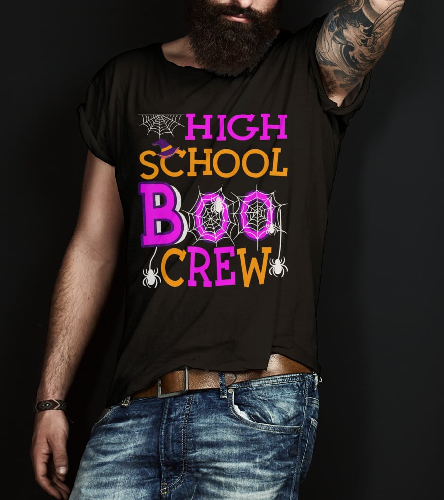 High School Boo Crew Spider Web Halloween Teacher T-Shirt