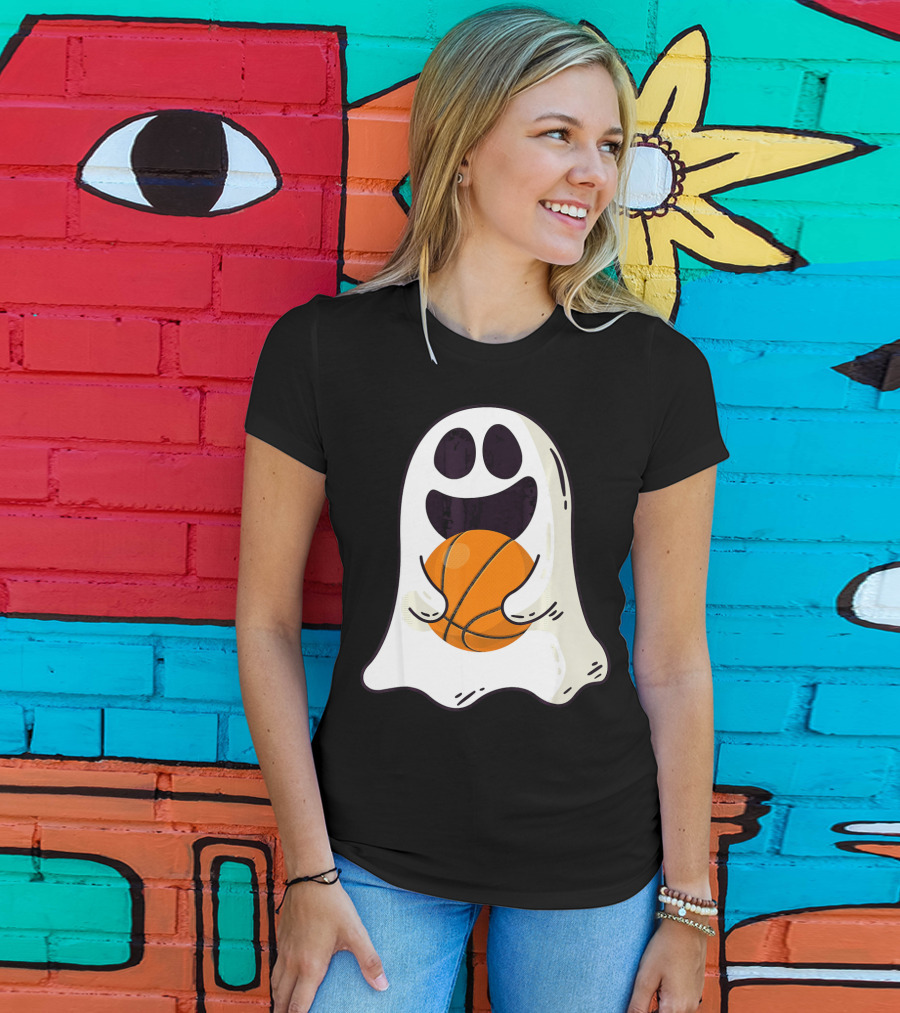 Ghost Basketball Halloween Spirit Dribble T-Shirt