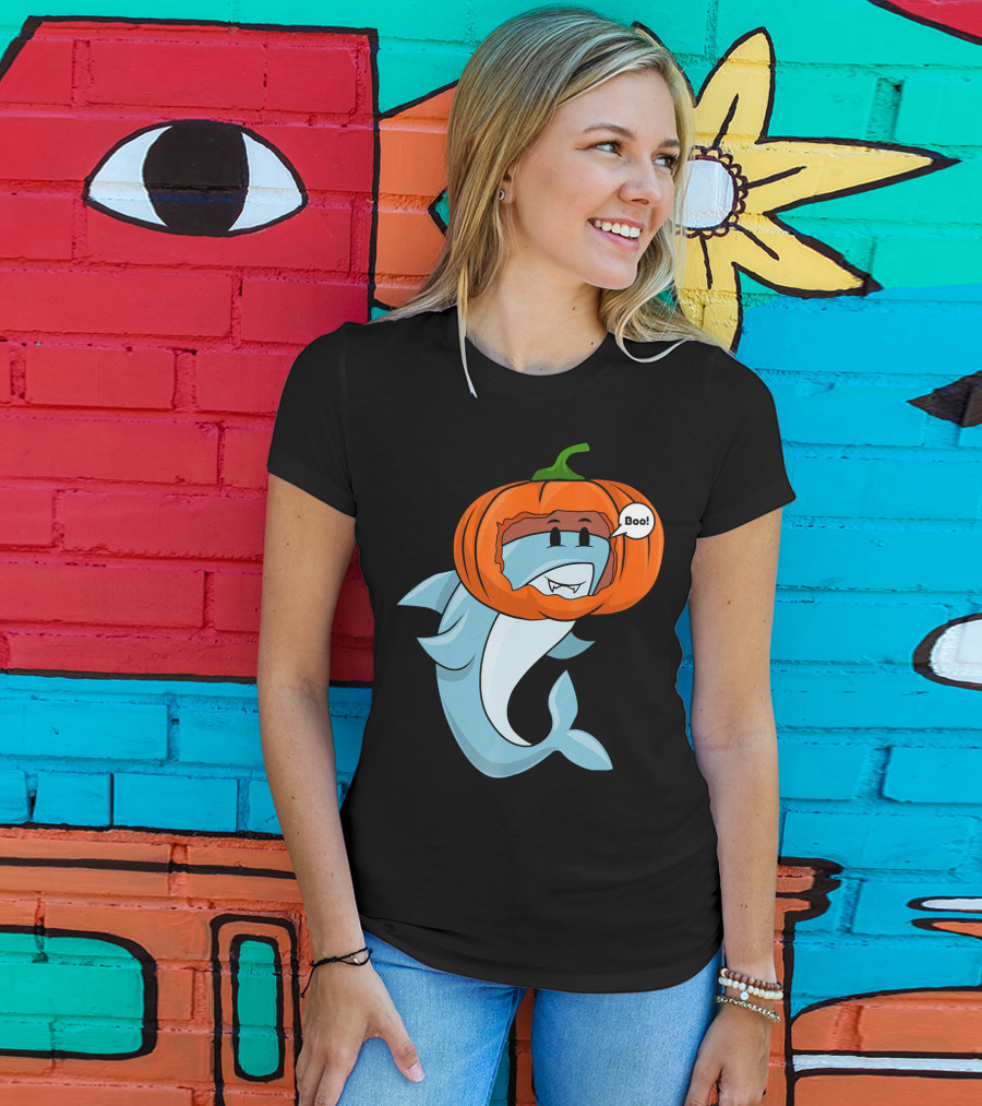 Halloween Boo Pumpkin Shark T-Shirt
