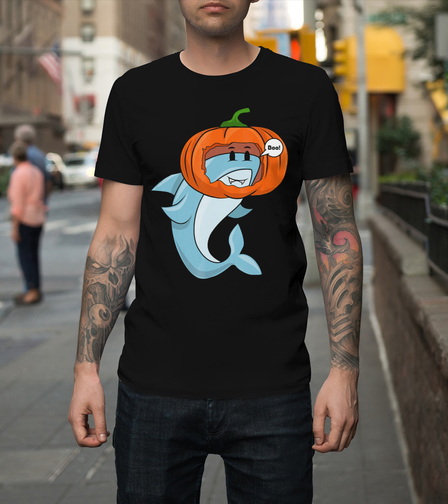 Halloween Boo Pumpkin Shark T-Shirt