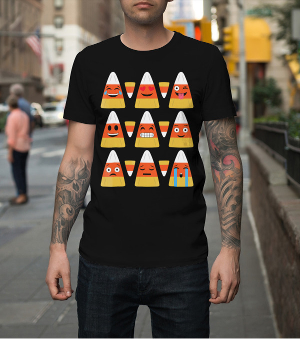 Shirt: Candy Corn Emoji Collection Faces牌 T-Shirt Candy Corn Emoji Collection Faces牌 T-Shirt