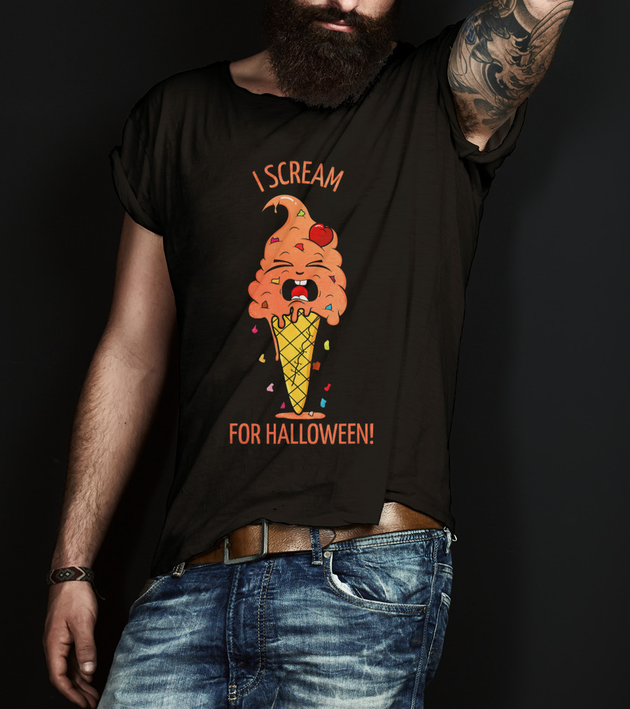 I Scream For Halloween Ice Cream Cone Monster Fun T-Shirt