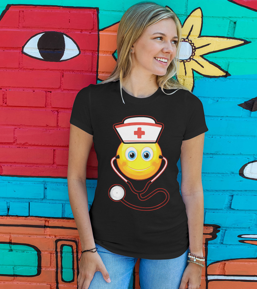 Smiley Nurse Stethoscope Halloween Girls T-Shirt