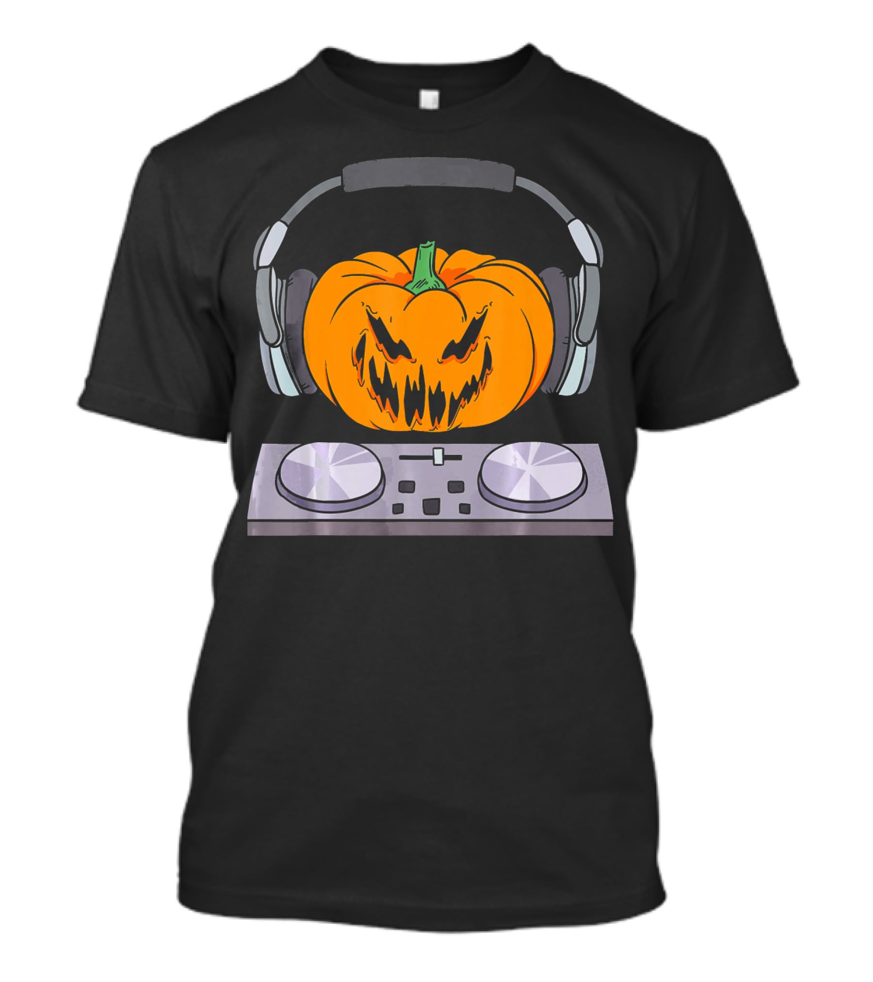 Halloween Scary Pumpkin DJ Music Turntable With Headphones T-Shirt