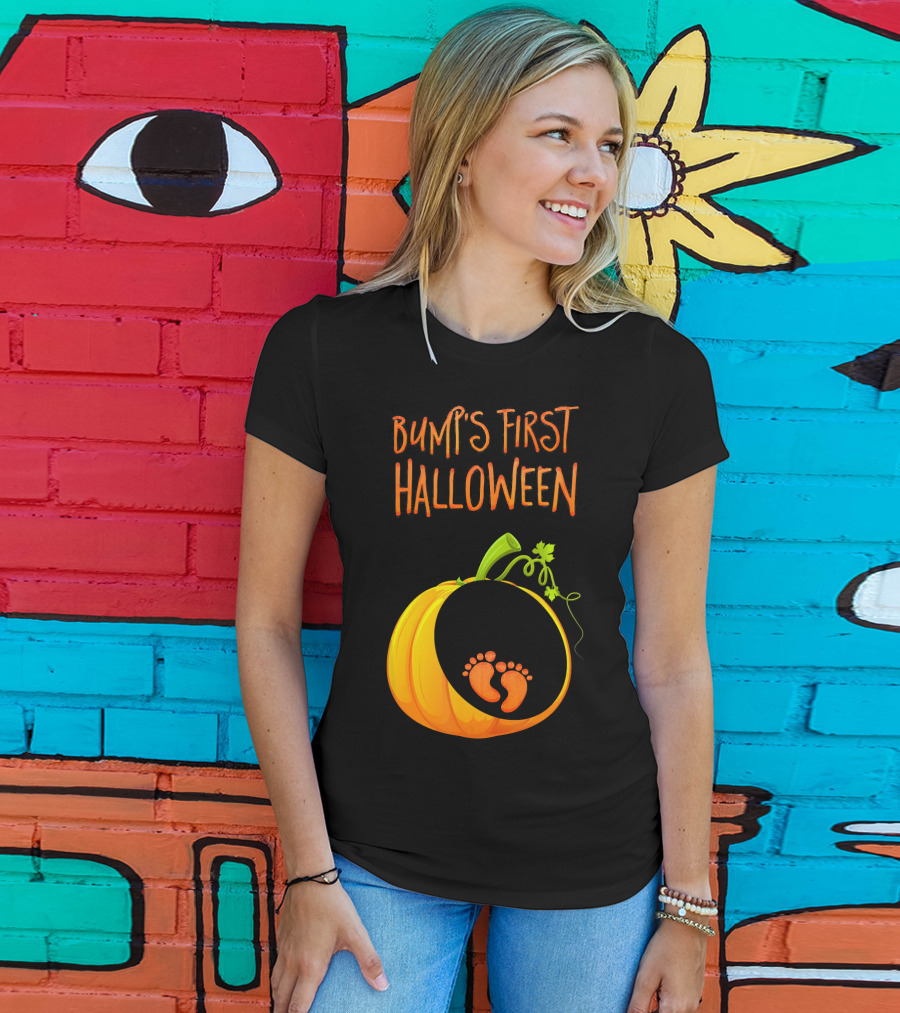 Bump's First Halloween Pumpkin Baby Feet T-Shirt