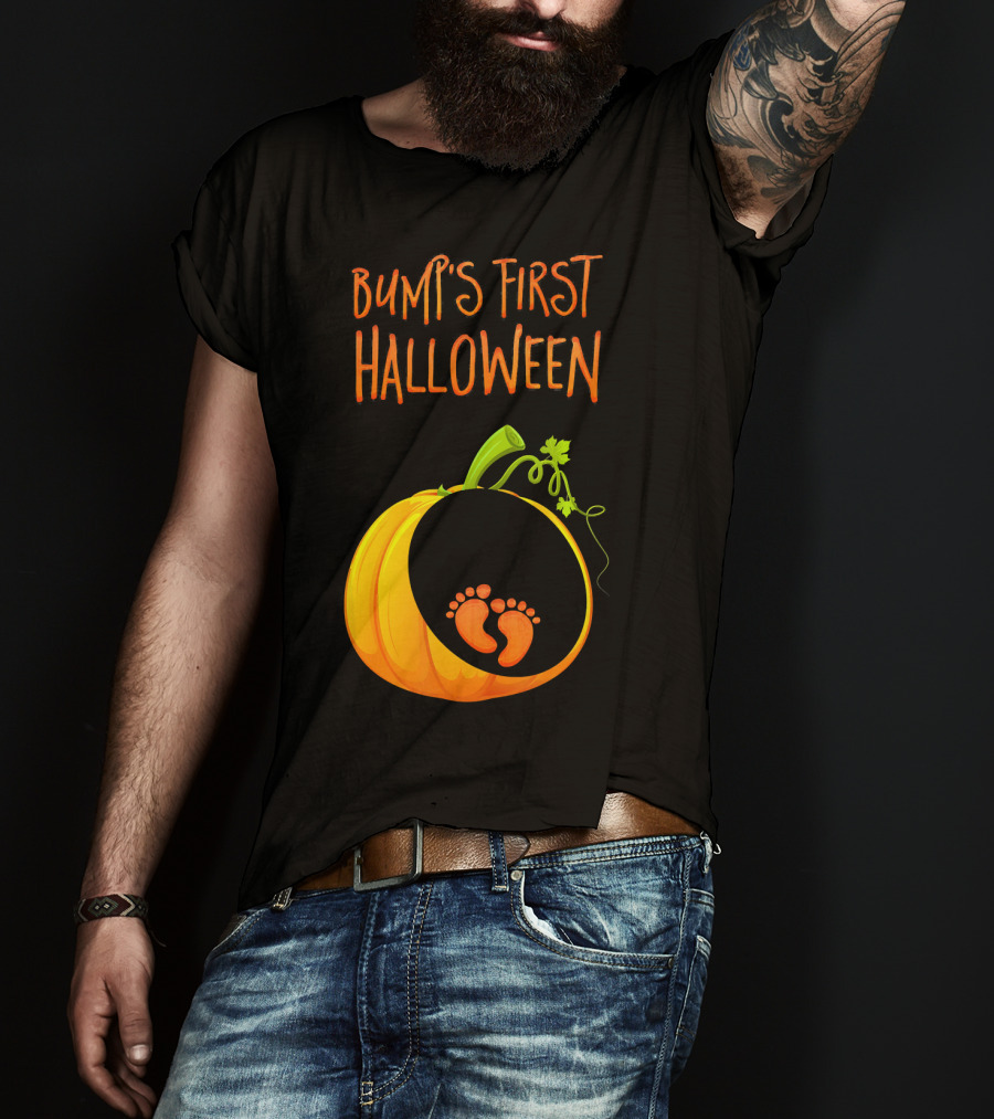 Bump's First Halloween Pumpkin Baby Feet T-Shirt