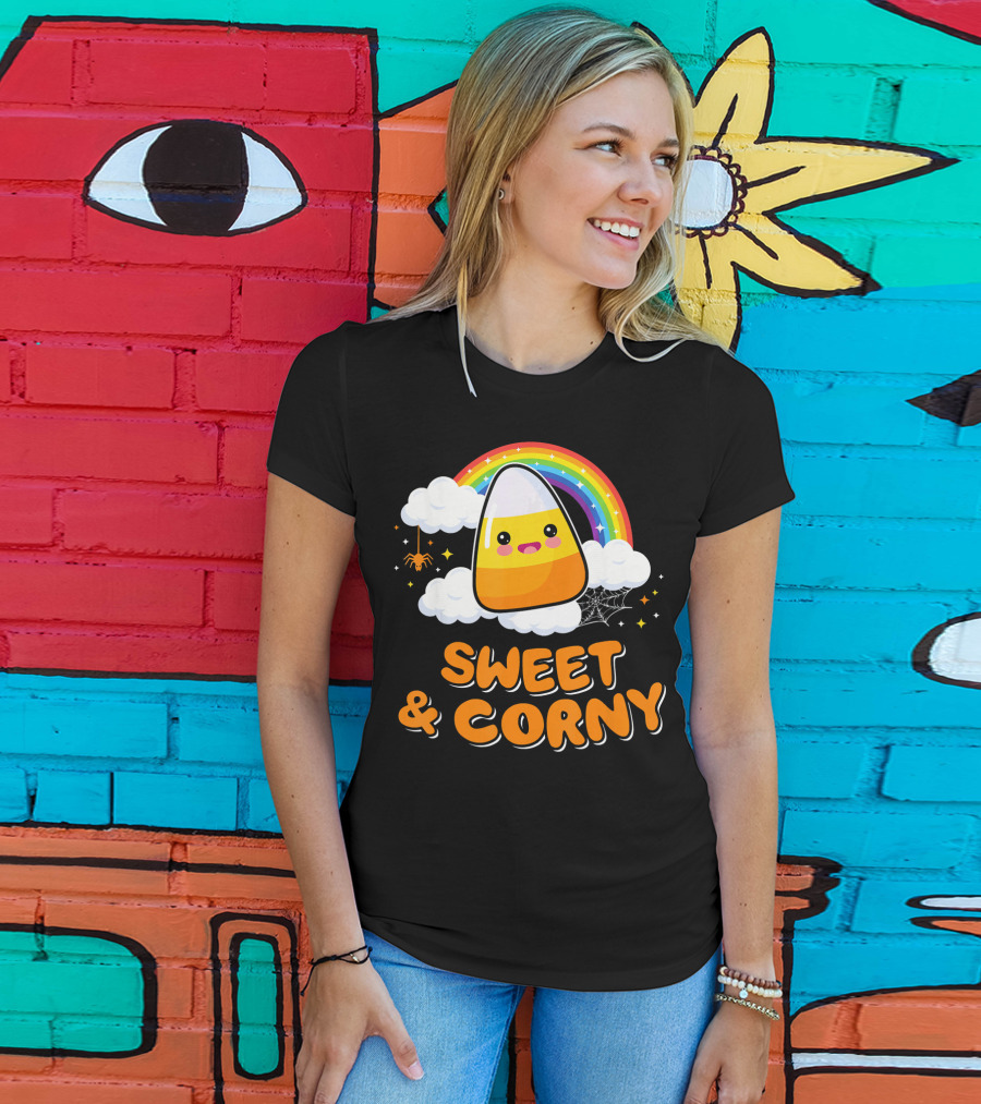 Sweet And Corny Cute Candy Corn Kawaii Halloween T-Shirt