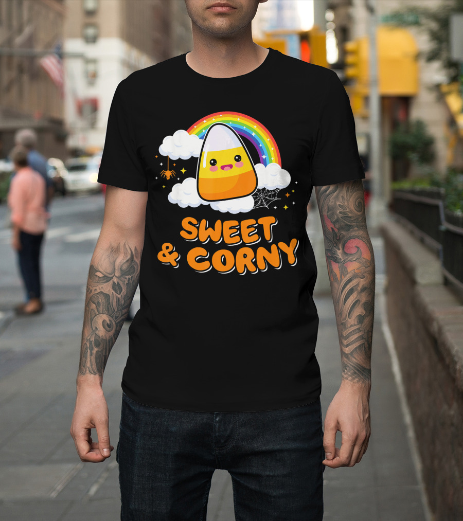 Sweet And Corny Cute Candy Corn Kawaii Halloween T-Shirt