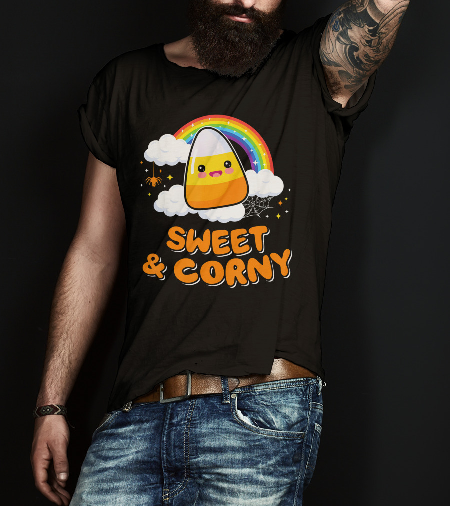 Sweet And Corny Cute Candy Corn Kawaii Halloween T-Shirt
