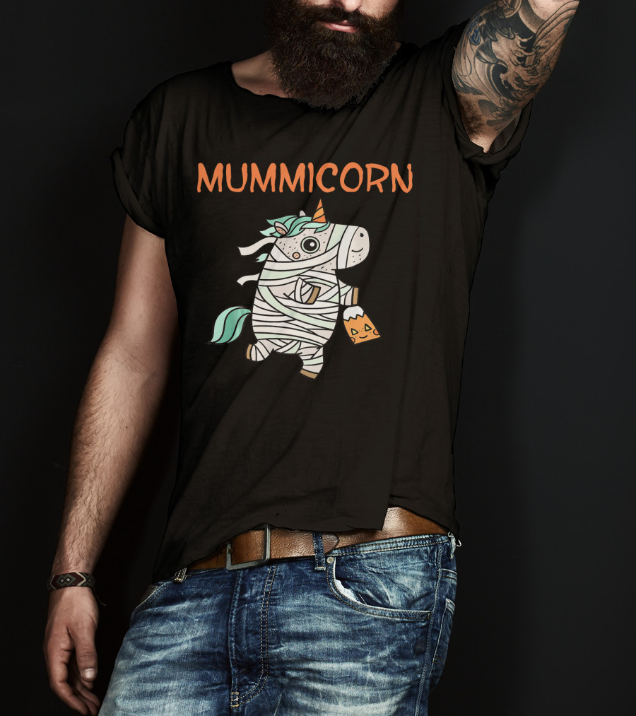 Mummicorn Funny Unicorn Mummy Halloween Candy Bag T-Shirt