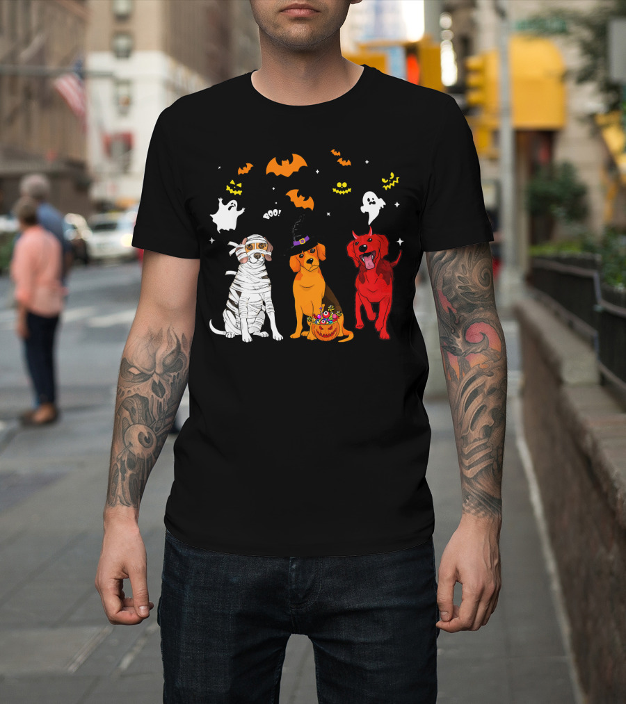 Halloween Beagle Dogs Mummy Witch Ghosts Bats T-Shirt