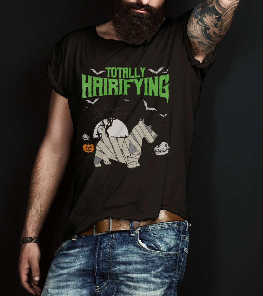 Totally Hairifying Frightening Mummy Sco Halloween Scene T-Shirt