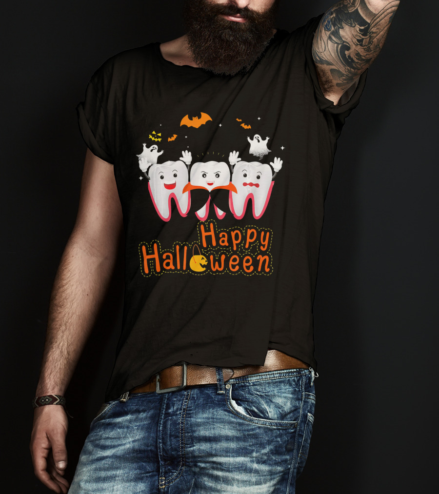Happy Halloween Funny Ghosts And Teeth T-Shirt