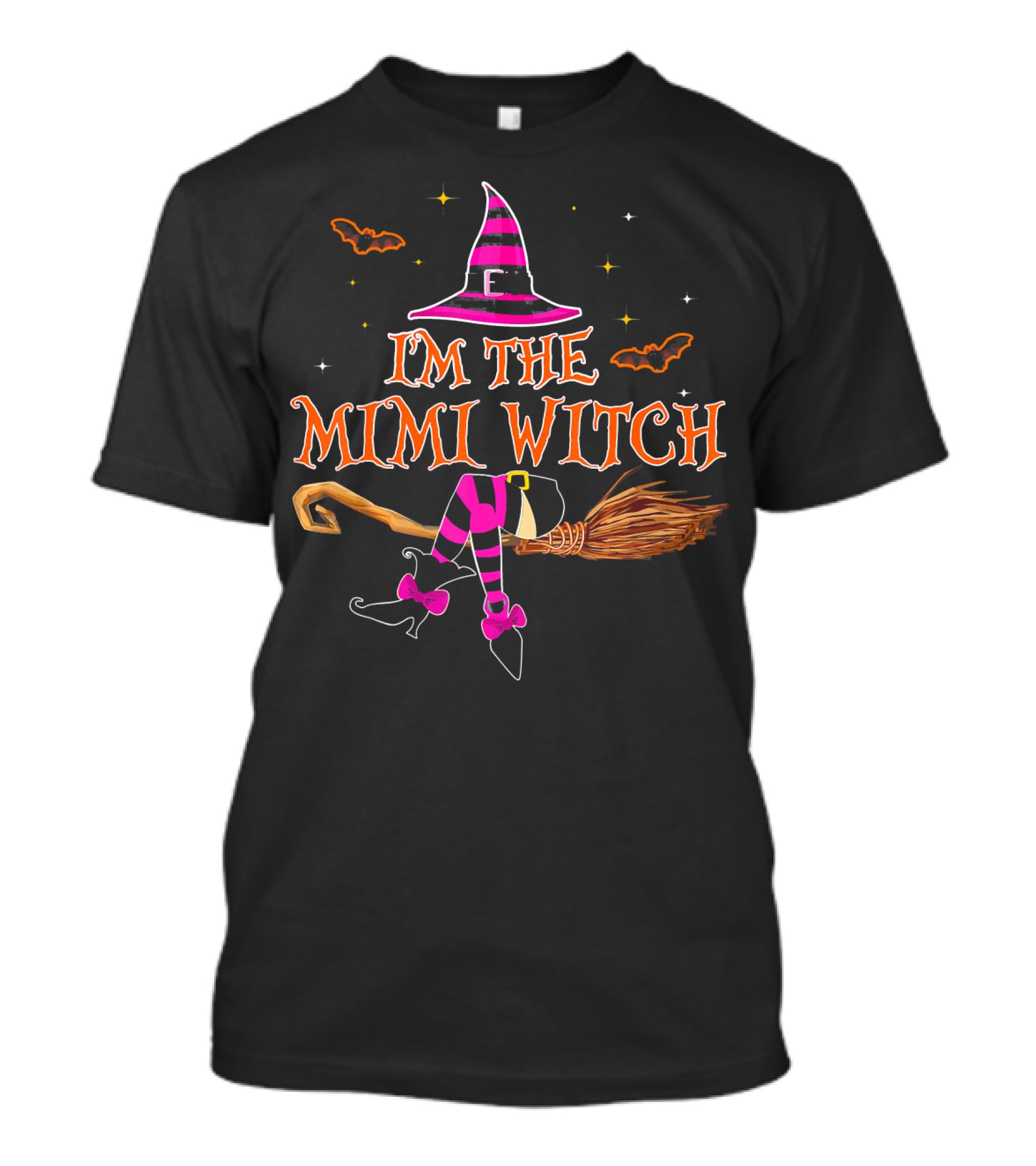 I'm The Mimi Witch Hat Broomstick Bats Halloween T-Shirt
