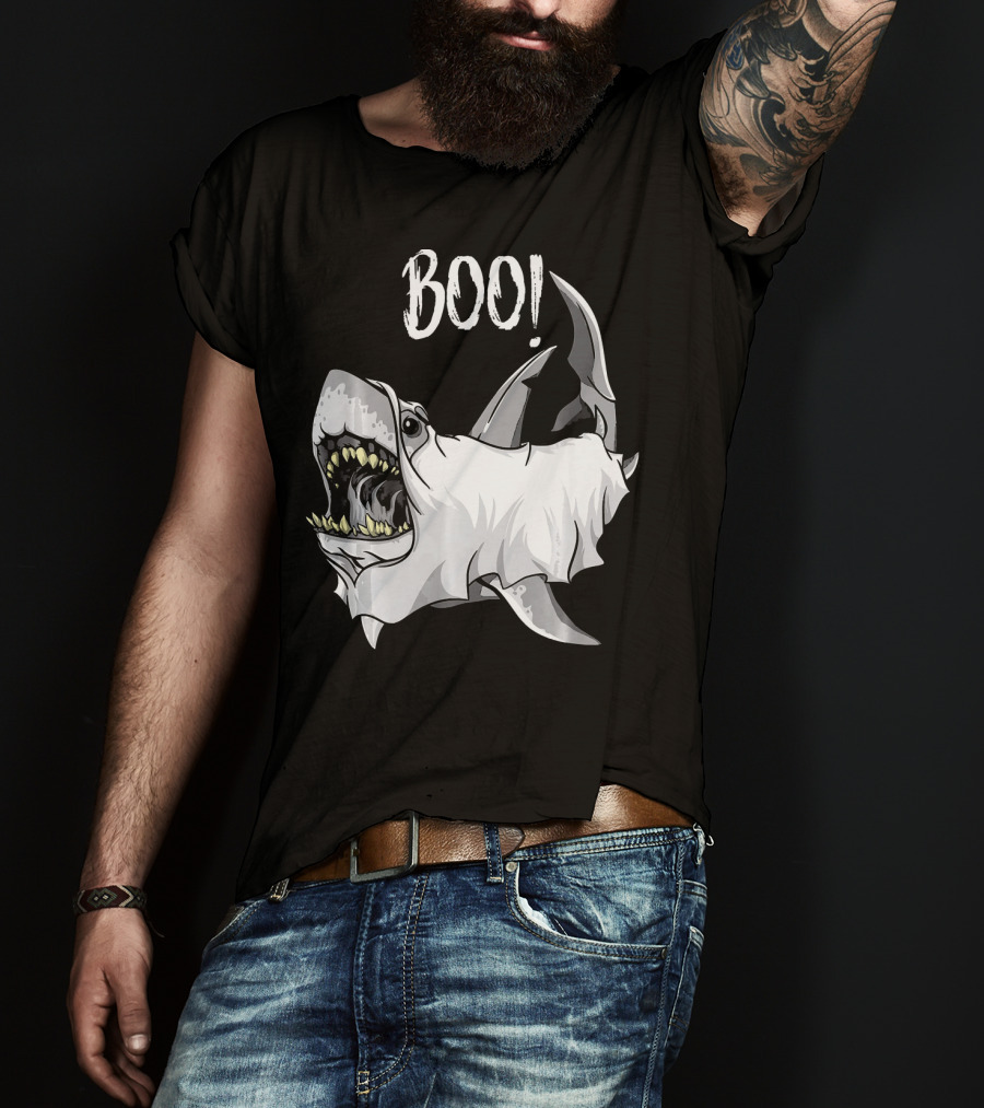 BOO Great White Shark Ghost T-Shirt