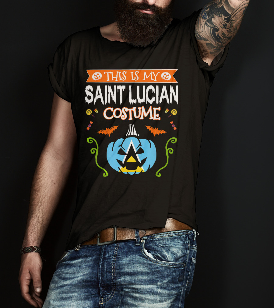 This Is My Saint Lucian Costume Halloween Pumpkin Bat T-Shirt