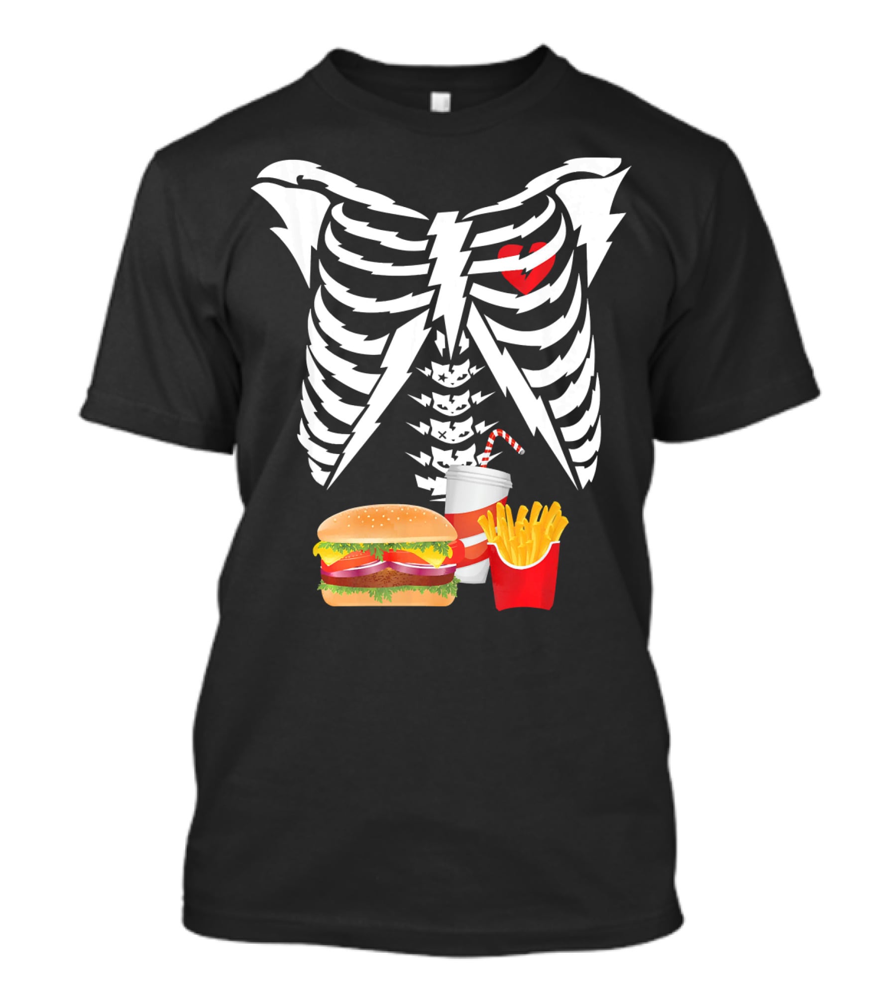 Xray Skeleton Rib Cage Burger Fries Drink Combo T-Shirt