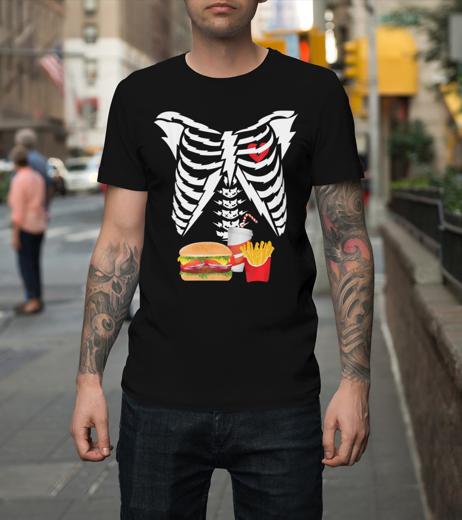 Xray Skeleton Rib Cage Burger Fries Drink Combo T-Shirt