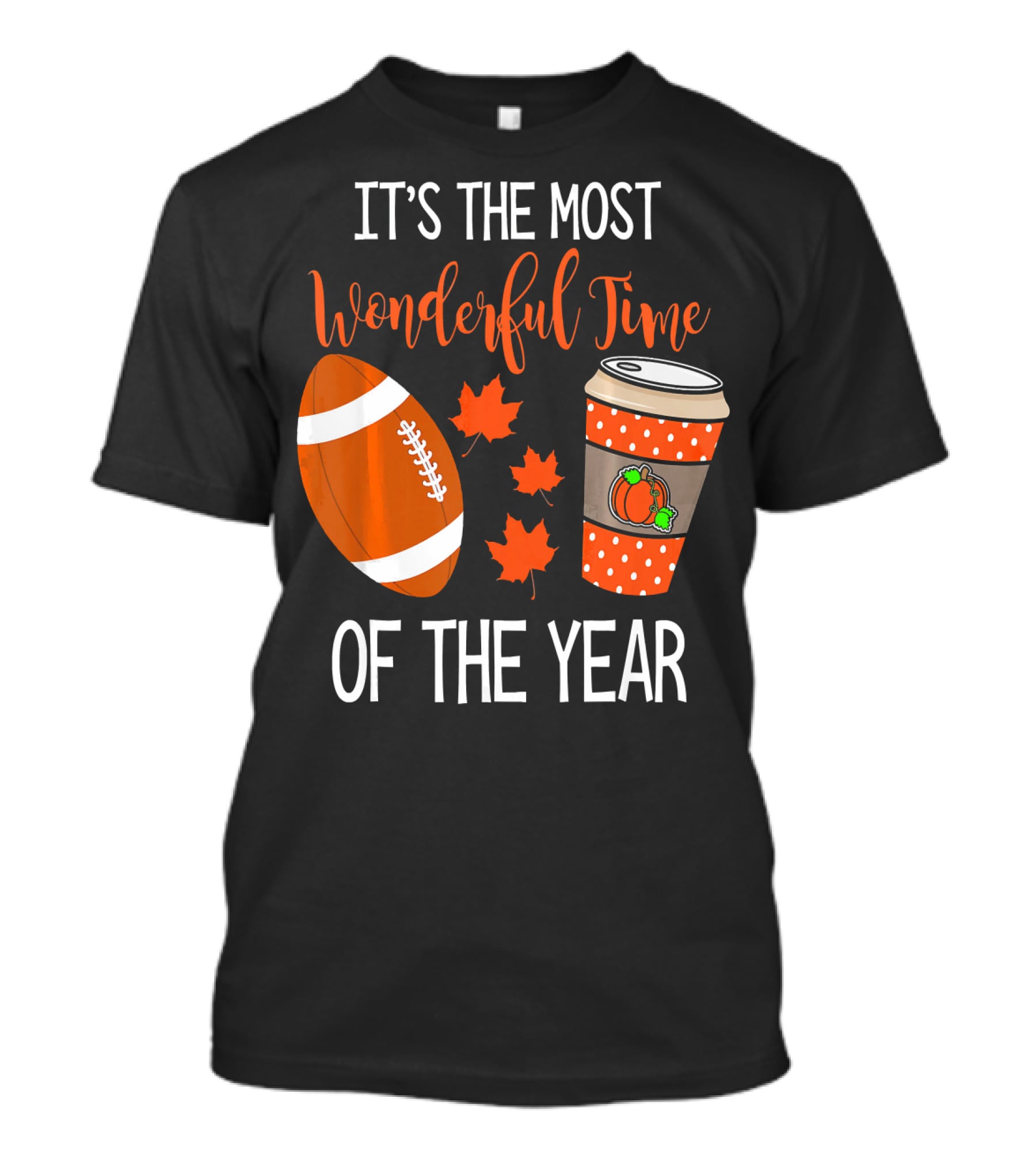 It's The Most Wonderful Time Of The Year Thanksgiving Halloween Pumpkin Football T-Shirt