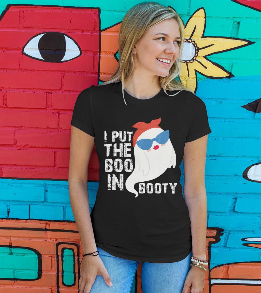 I Put The Boo In Booty Ghost With Sunglasses And Red Bandana T-Shirt