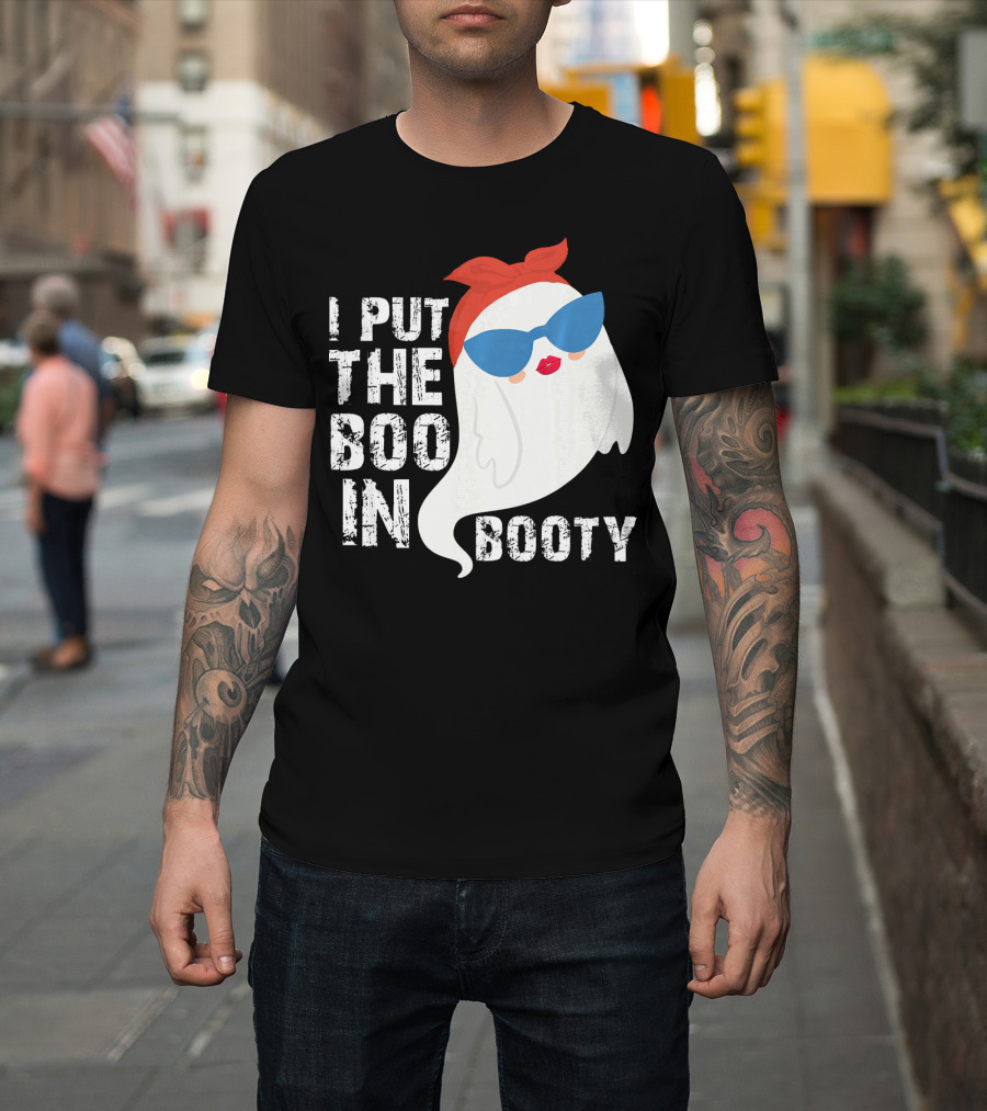 I Put The Boo In Booty Ghost With Sunglasses And Red Bandana T-Shirt
