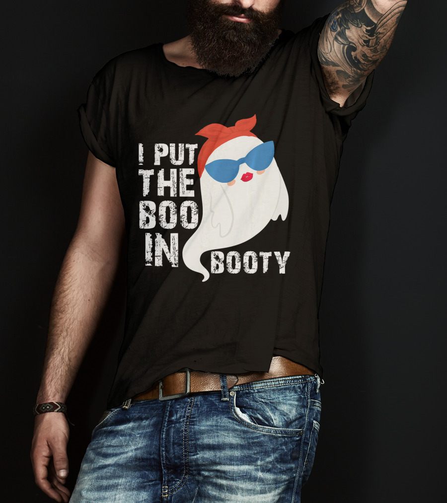 I Put The Boo In Booty Ghost With Sunglasses And Red Bandana T-Shirt