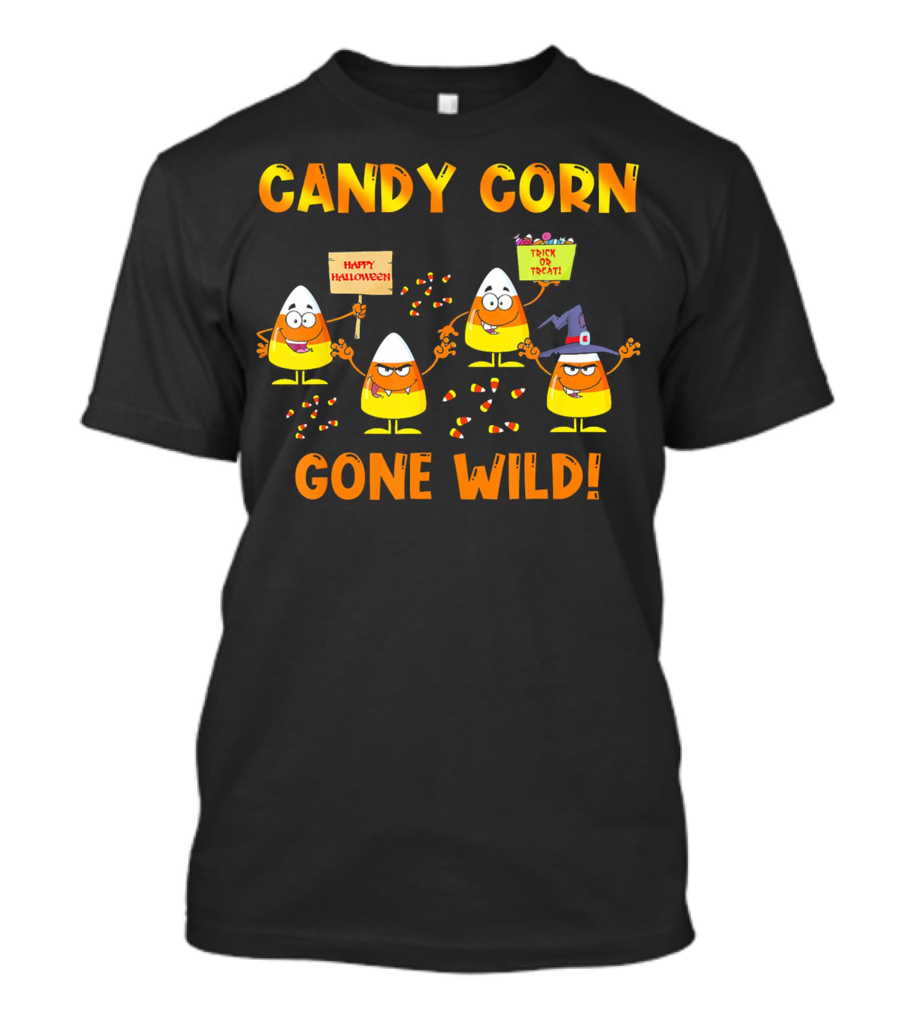 Candy Corn Gone Wild Happy Halloween Trick Or Treat T-Shirt