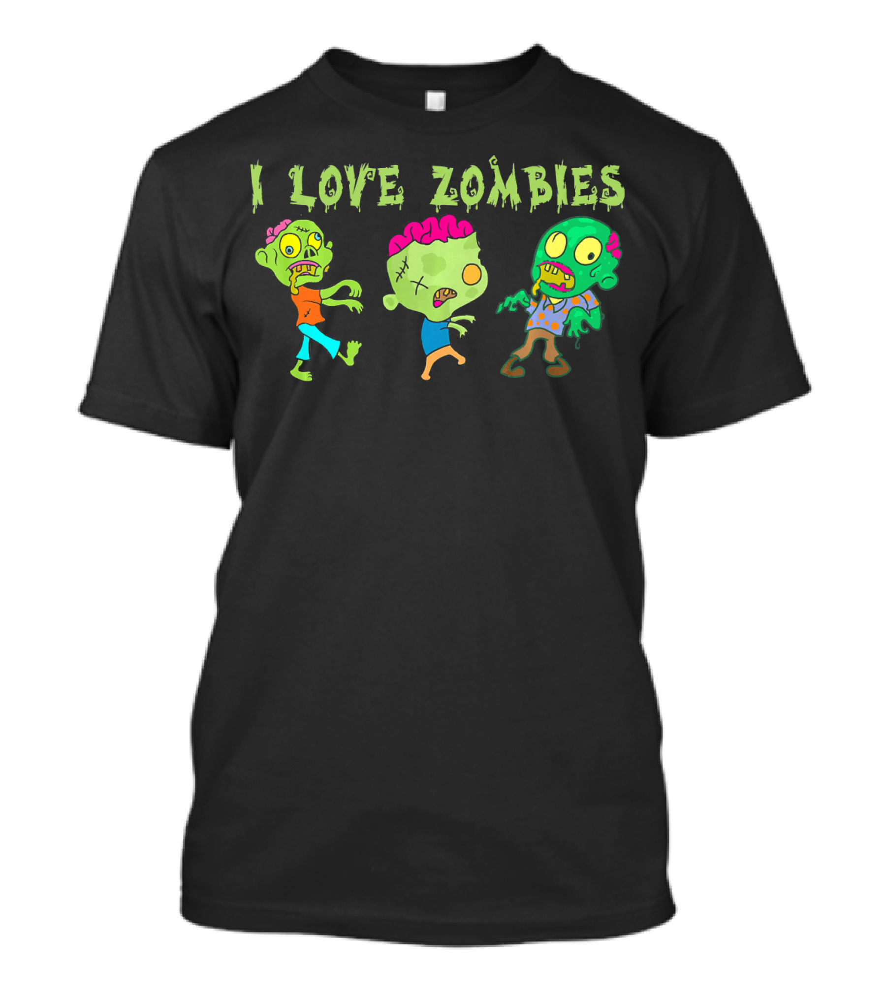 I Love Zombies Funny Zombie Cartoon Characters T-Shirt