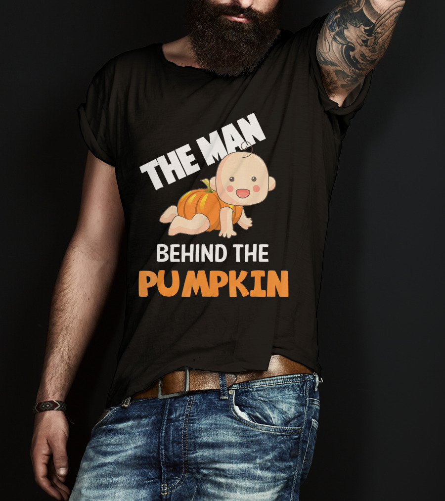 The Man Behind The Pumpkin Halloween Baby Costume Humor T-Shirt