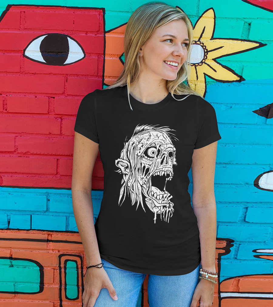 Zombie Halloween Horror Costume Top Creepy Skull T-Shirt