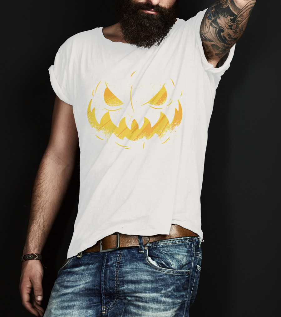 Jack O Lantern Cracked Grinning Pumpkin Face T-Shirt