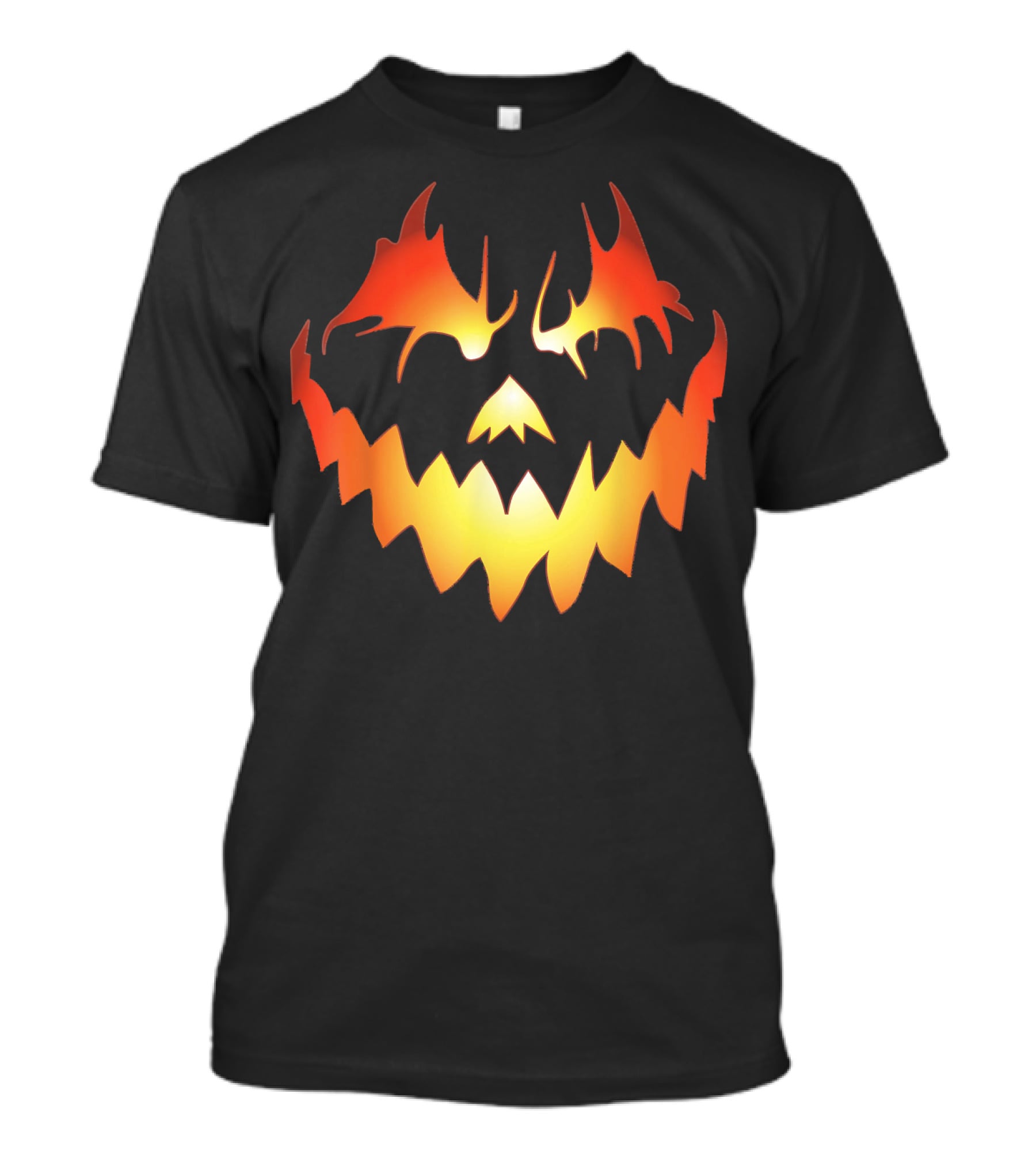 JACK O LANTERN Scary Pumpkin Fiery Face T-Shirt
