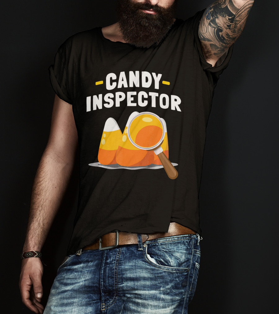 Candy Inspector Halloween Trick Or Treating Candy Corn T-Shirt