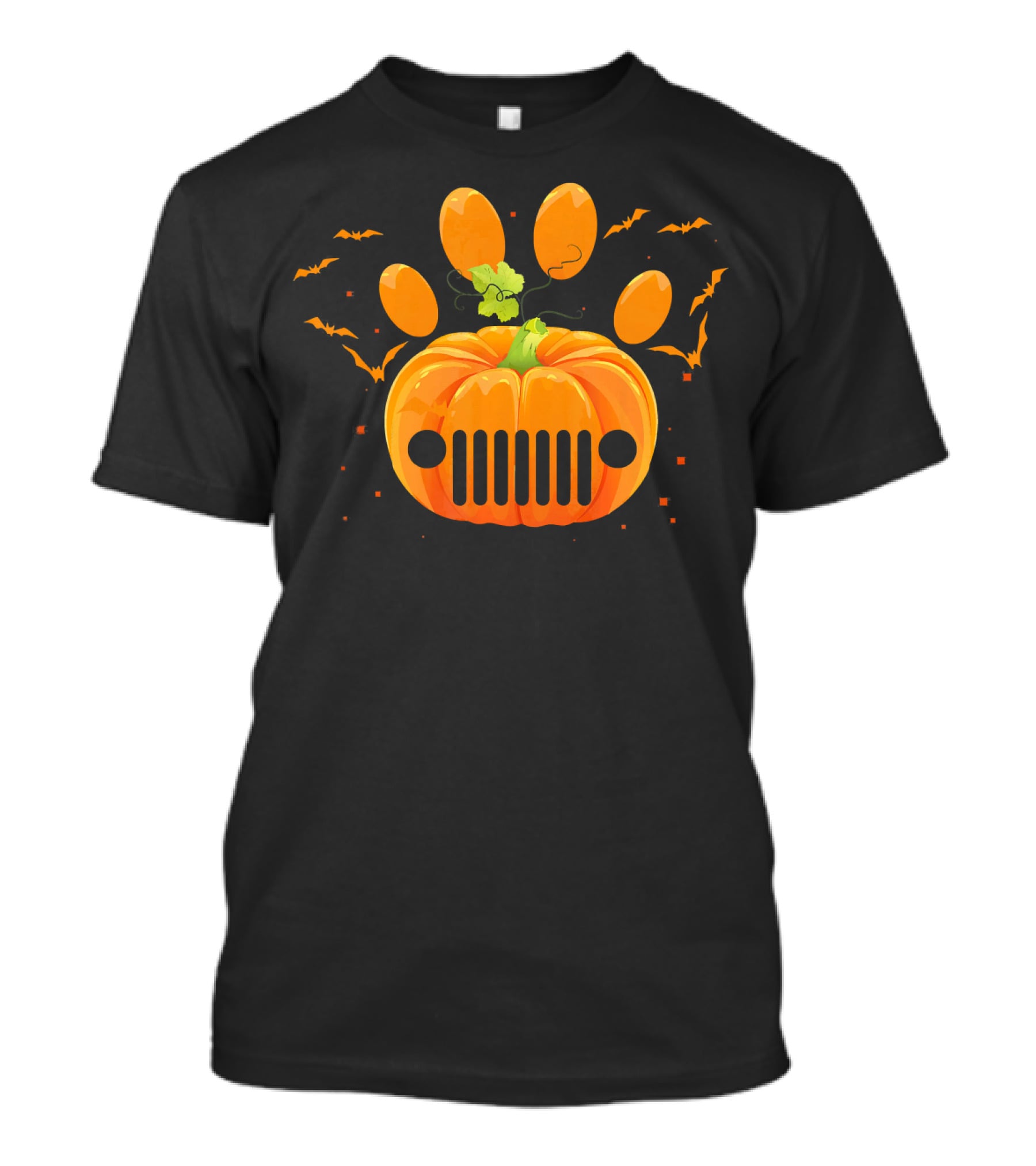 Jeep Pumpkin Dog Paw Halloween Bats Perfect T-Shirt