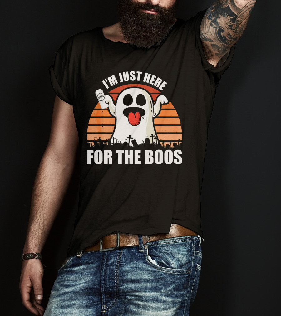 I'm Just Here For The Boos Ghost Halloween Pun Claws T-Shirt