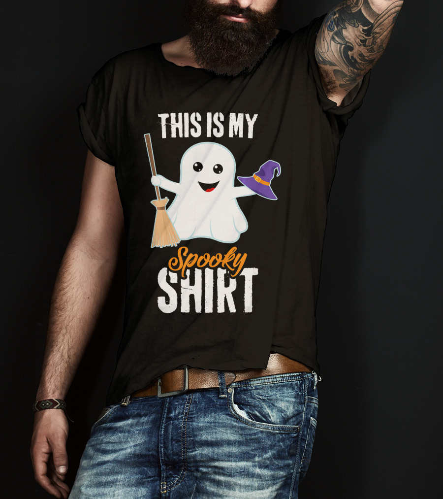 This Is My Spooky Ghost With Witch Hat And Broom T-Shirt
