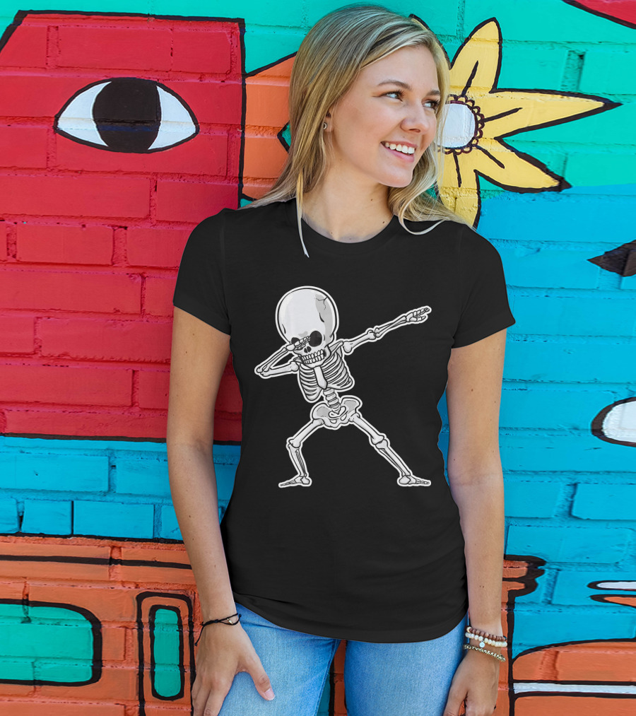 Dabbing Skeleton Dance Halloween Party Vibe T-Shirt