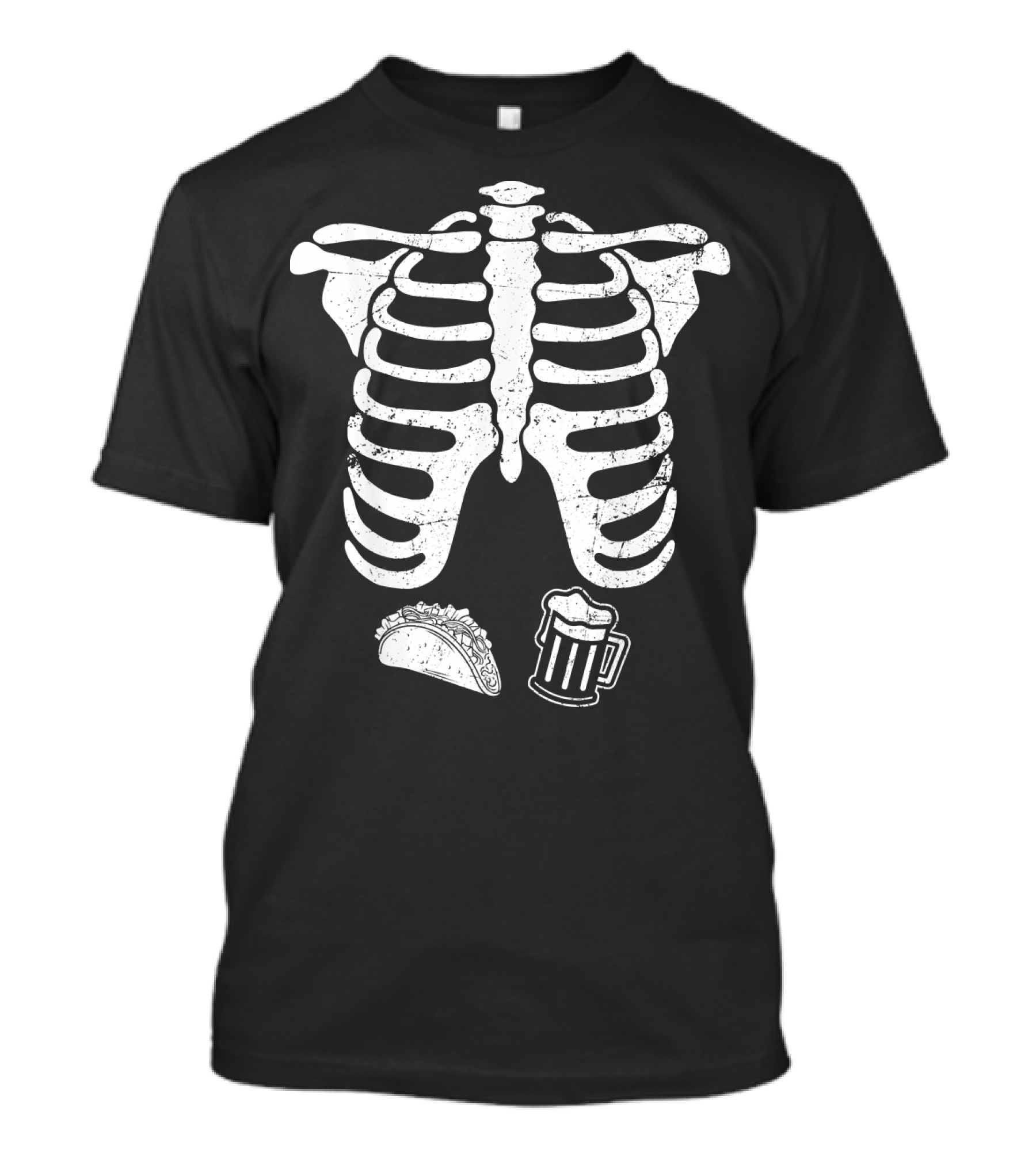 Mens Skeleton Ribcage Taco Beer Pregnancy T-Shirt
