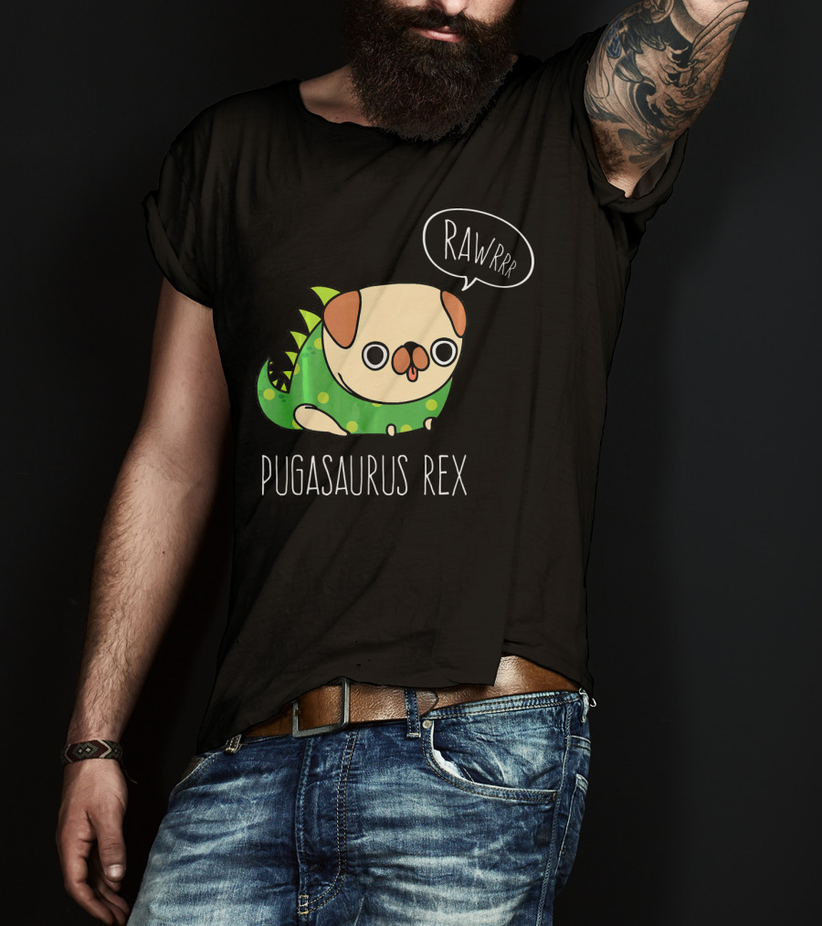 Pugasaurus Rex Rawrrr Pug Halloween Dog Costume T-Shirt