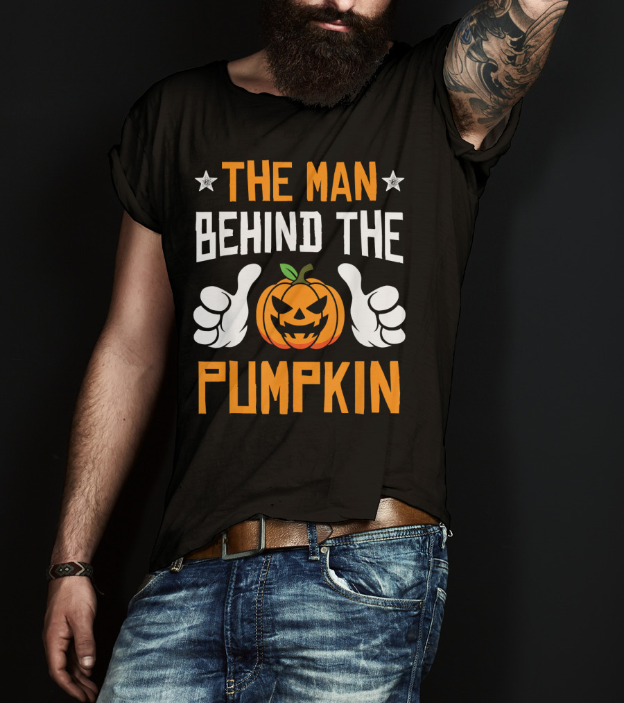 The Man Behind The Pumpkin Halloween Funny Mens T-Shirt