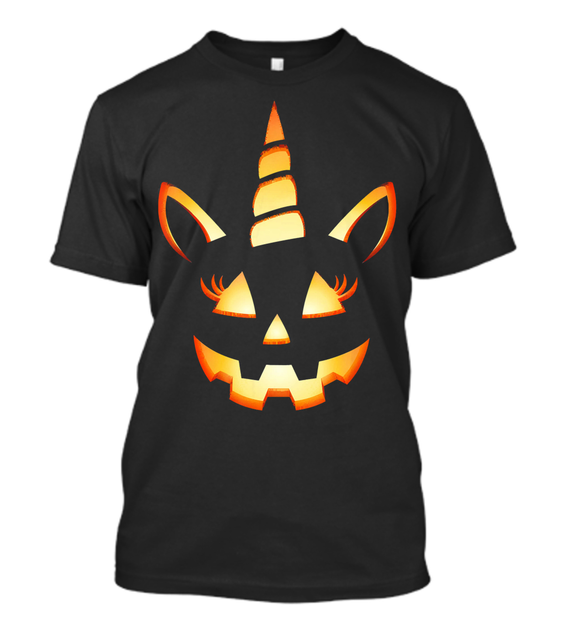 Jack O Lantern Pumpkin With Unicorn Eyelashes T-Shirt