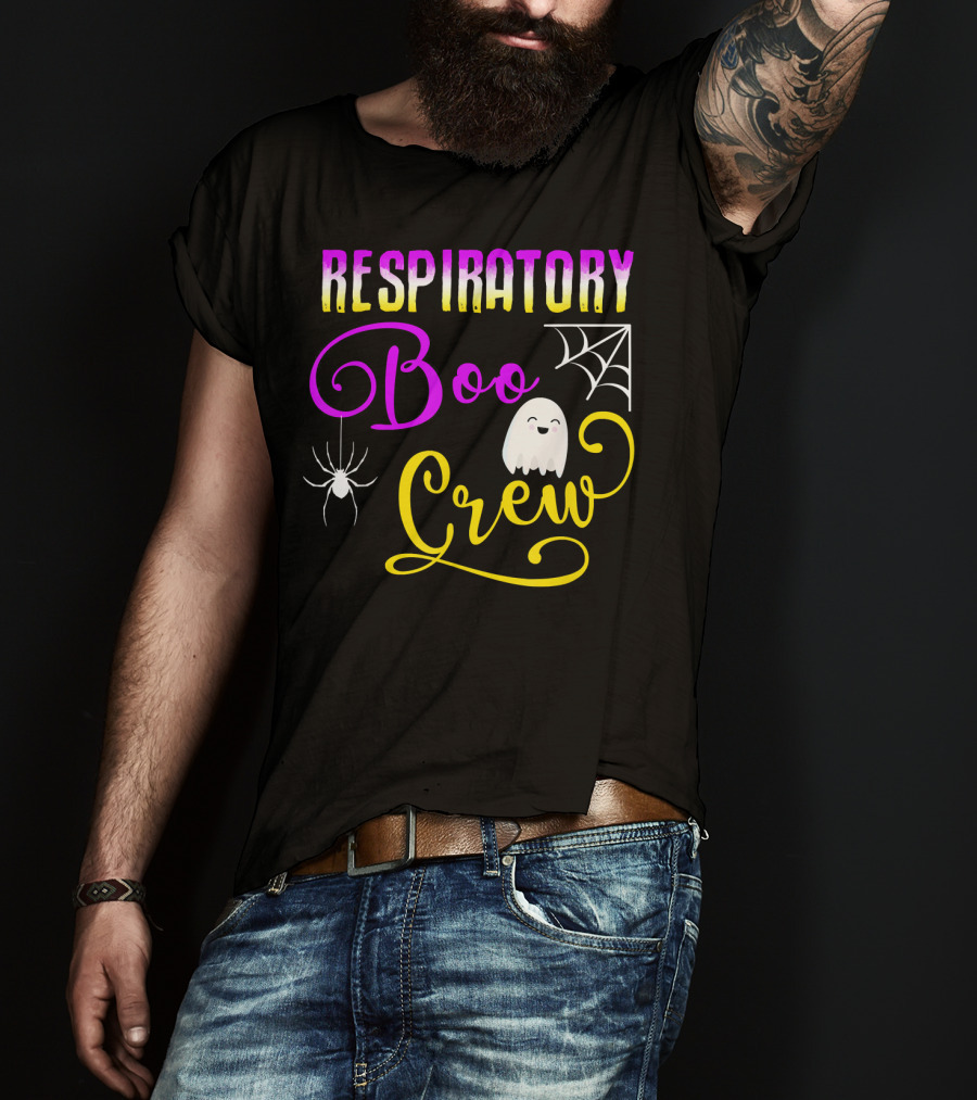 Respiratory Boo Crew Ghost And Spider Web T-Shirt