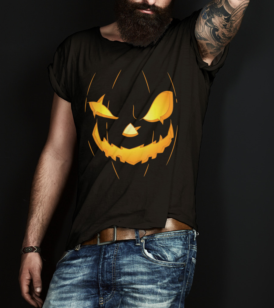 Halloween Pumpkin Jack O Lantern Face Glowing Scary Expression T-Shirt