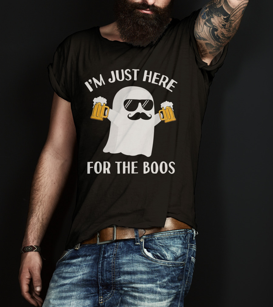 I'm Just Here For The Boos Funny Halloween Party Ghost Beer T-Shirt