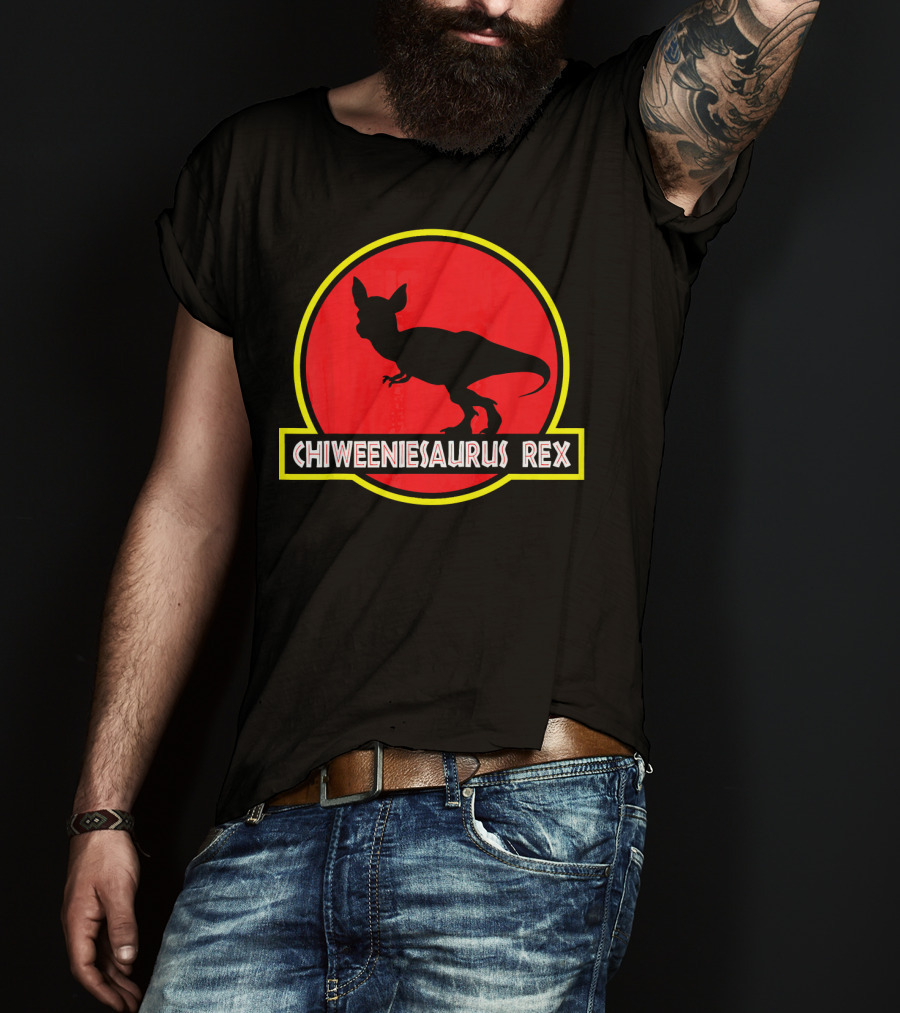 Chiweeniesaurus Rex Funny Chiweenie Jurassic Park T-Shirt